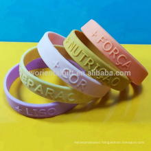 Custom Embossed silicone wristbands , Embossed silicone bracelets